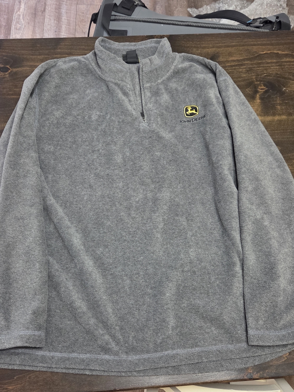 John Deere Gray Quarter-Zip Fleece Pullover with Yellow Logo